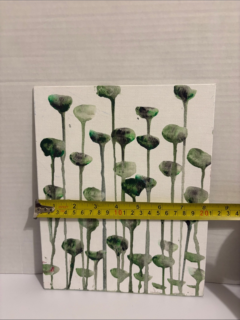 Green Acrylic Abstract Botanical Small Canvas Painting  size-‎ 10in x 8in - Picture 7 of 7